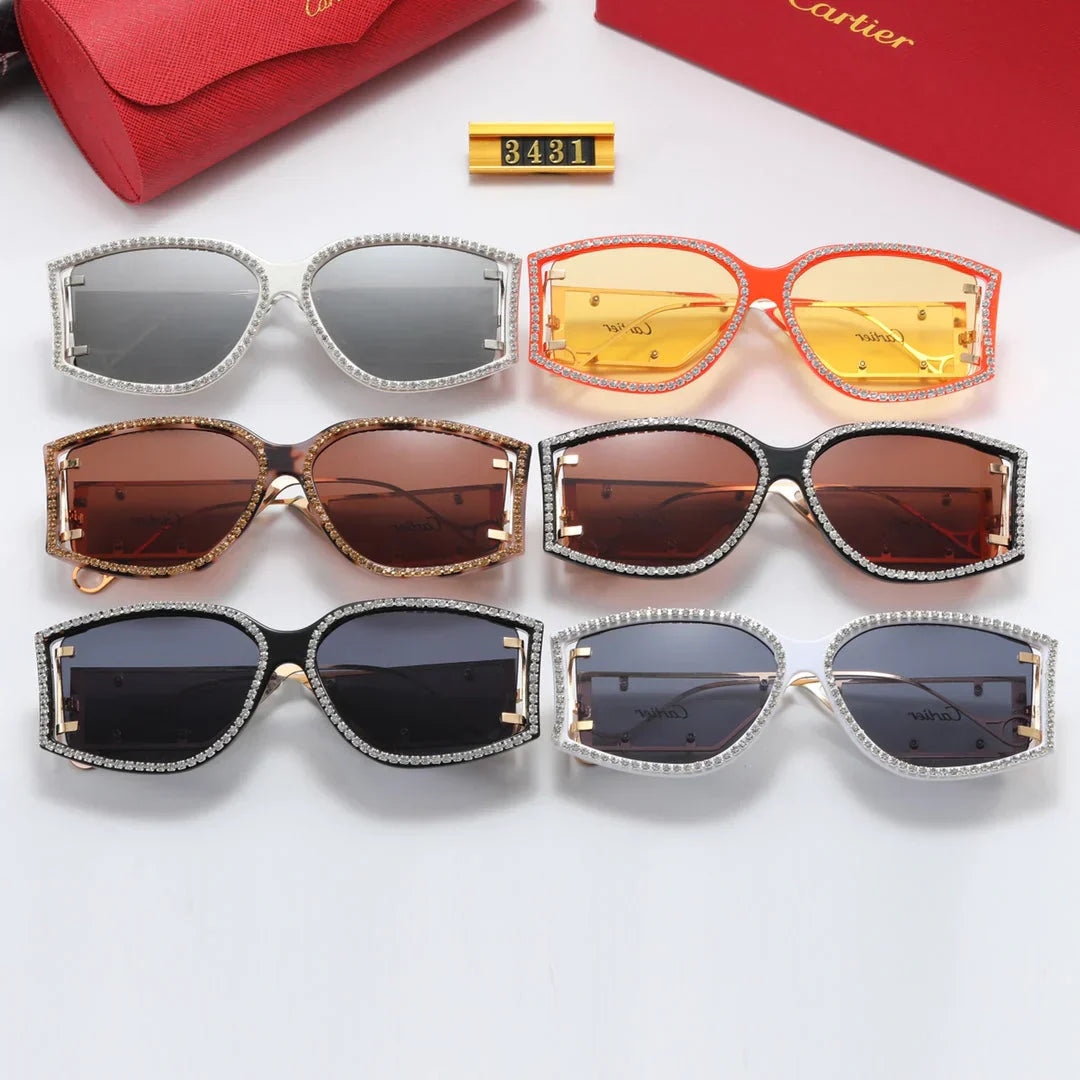 6 color rhinestone lens polarized sunglasses