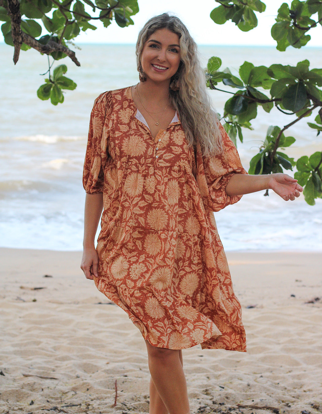 Neera Short Dress in Masala - Lined