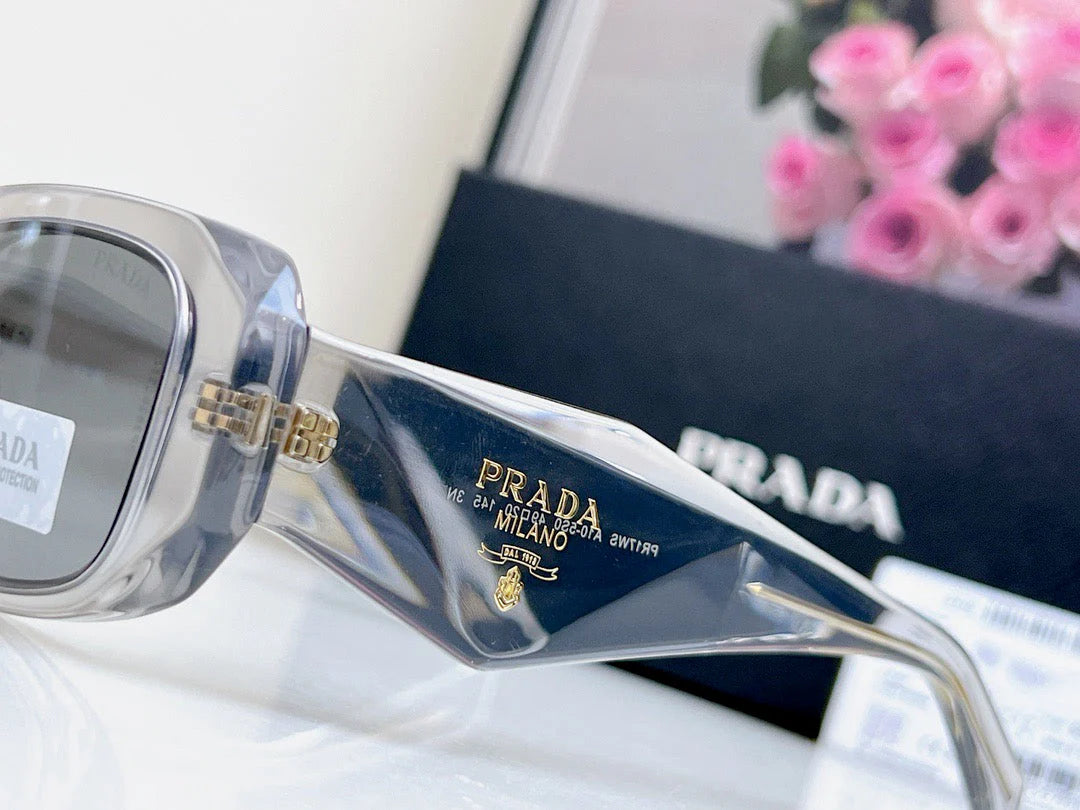 Triangle logo rectangular cut anti-glare sunglasses