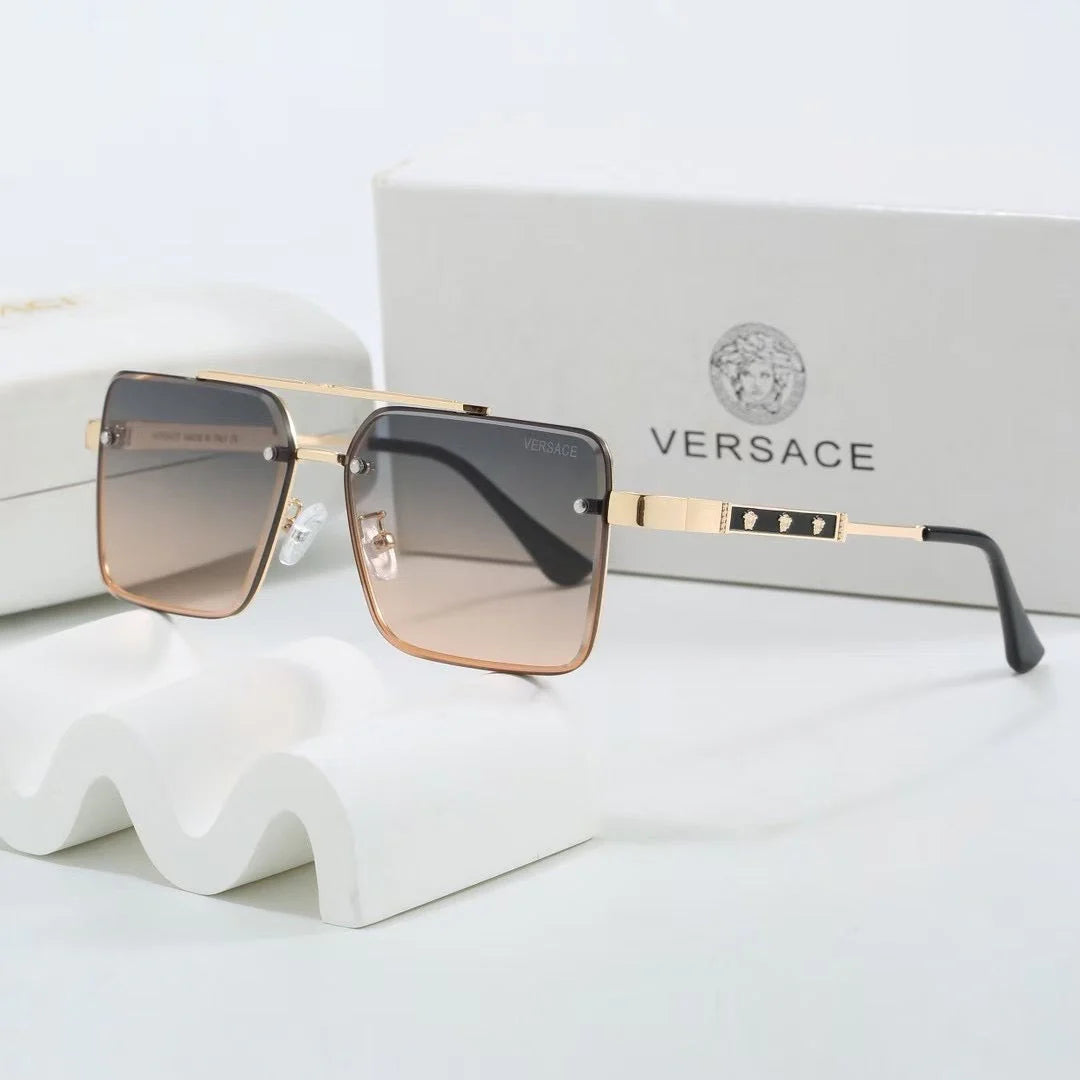 Gradient two-tone metal square sunglasses